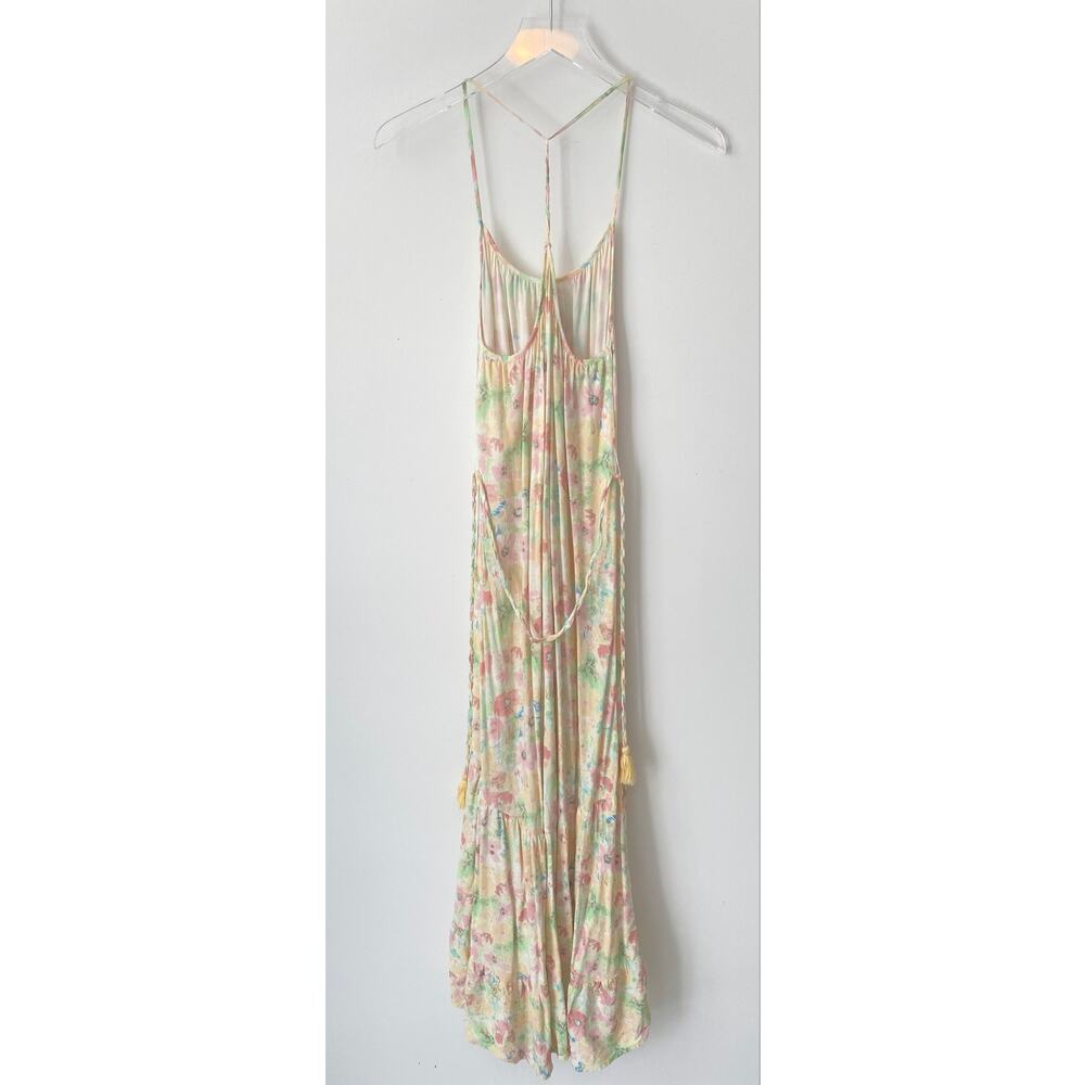 NAF NAF FLORAL RACERBACK RUFFLE MAXI DRESS SIZE MEDIUM - Picture 6 of 8